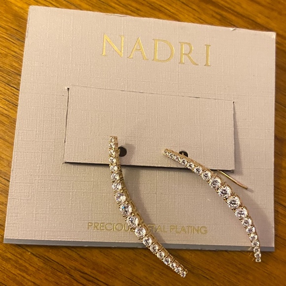 Nadri Gold & Cubic Zirconia Ear Climber Earrings NWT - Picture 2 of 7